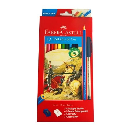 Lapis De Cor Faber Castell C/12 + 1 Can + 1 Lap Apont + Borracha