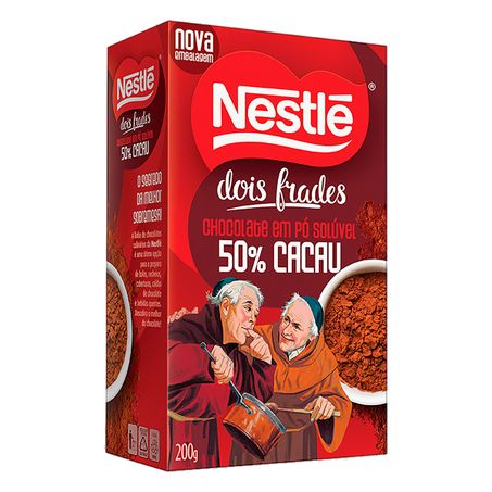 Chocolate em pó solúvel 50% cacau nestlé dois frades