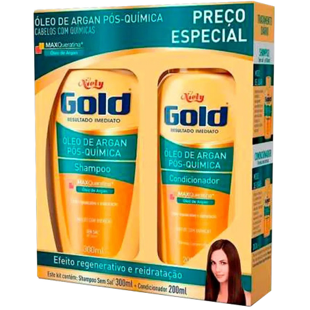 KIT NIELY GOLD SHAMPOO + CONDICIONADOR PÓS QUÍMICA 500ML