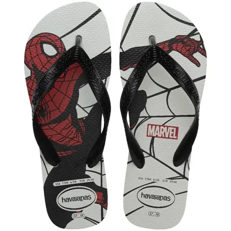 HAVAIANAS TOP MARVEL LOGOMANIA AD BRANCO.PRETO 37.38