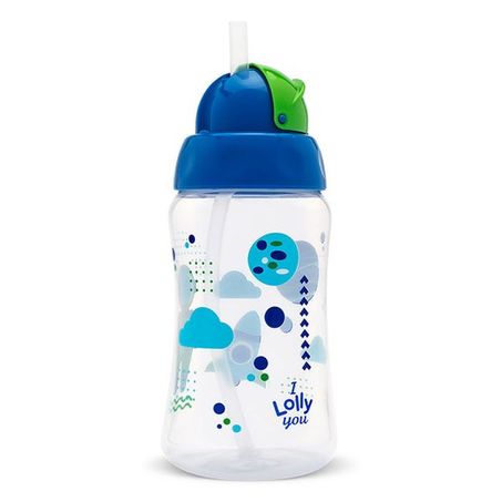 COPO LOLLY VIVA C/CANUDO AZUL 330ML
