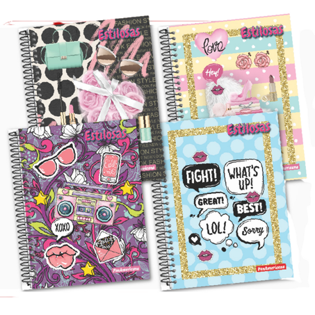 Caderno panamericana estilosas capa dura gd 12 materias c/240 folhas