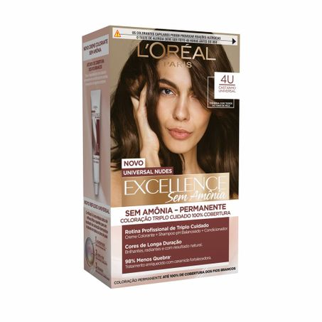 Tintura loréal paris excellence sem amônia castanho universal 4