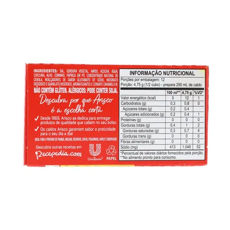 CALDO EM TABLETE ARISCO GALINHA CAIPIRA 57G 360-17