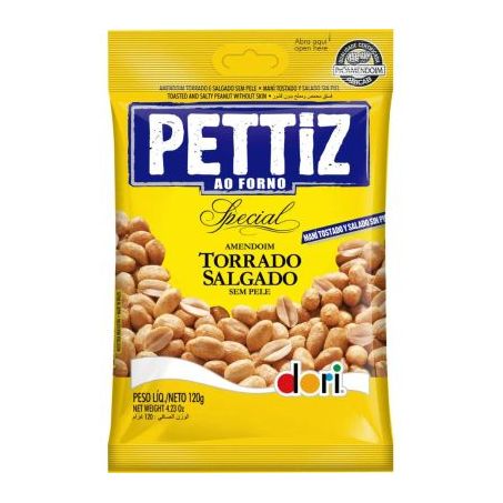 Amendoim dori pettiz torrado salgado s/pele 120g