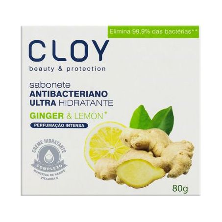 Sabonete Antibacteriano com Creme Hidratante Cloy Ginger & Lemon Caixa com 1un - 80gr