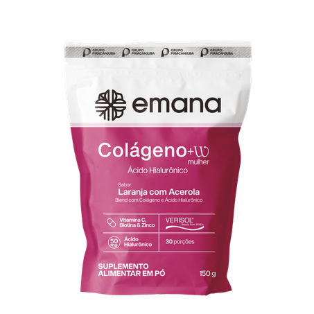  COLÁGENO + ÁCIDO HIALURÔNICO LARANJA COM ACEROLA 150G - EMANA