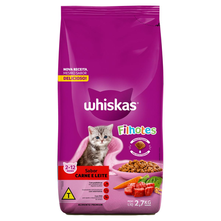 Ração Whiskas 2,7kg - Filhotes - Carne