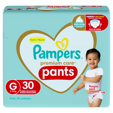 Fralda Pampers Premium Care Pants Mega Tam. G - Com 30 Fraldas