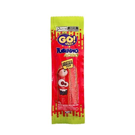BALA GO JELLY TUBINHO MINI MORANGO ACIDO 15G