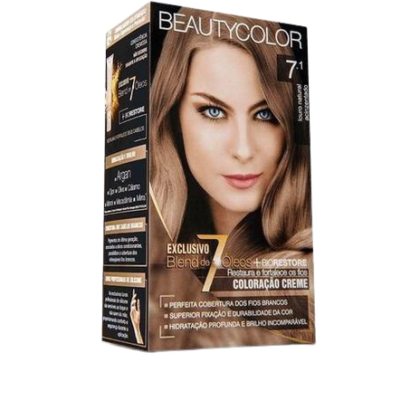 Tintura beauty color kit 7.1 louro natural acinzentado