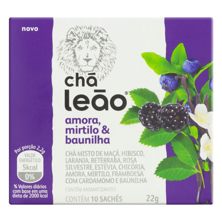 Chá Sabor Amora Mirtilo e Baunilha Leão 22G