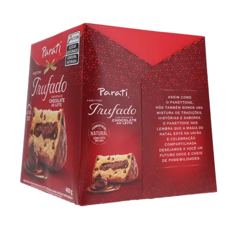 Panettone Parati Trufado com Gotas de Chocolate Ao Leite Caixa 400gr 360-24