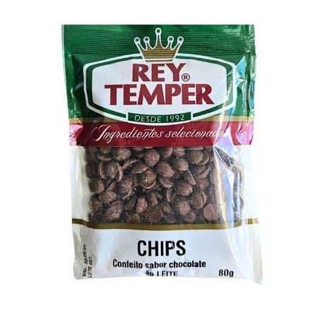 CONFEITO REY TEMPER CHIPS CHOCOLATE AO LEIT PACOTE 80G