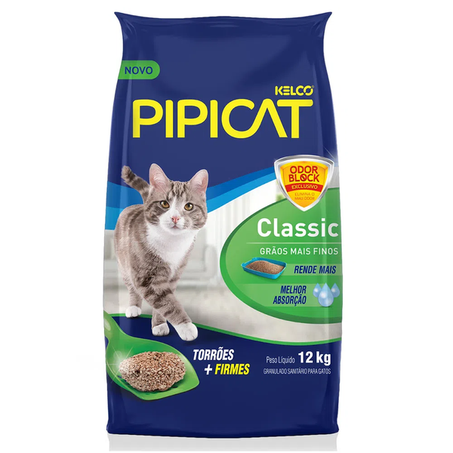 AREIA HIGIÊNICA PIPICAT CLASSIC 12KG