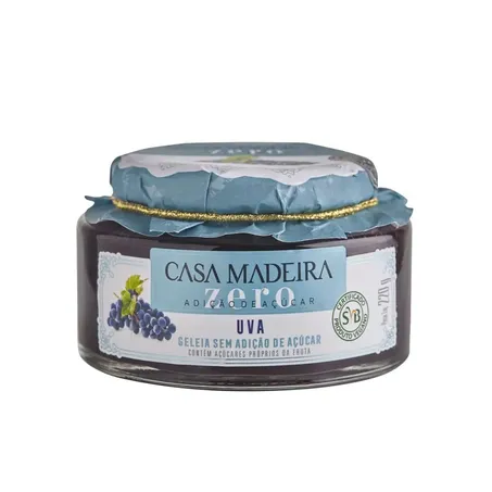 Geleia casa madeira uva zero 220 gr