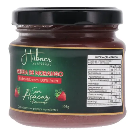 Geleia hubner morango sem açúcar 195g 360-3