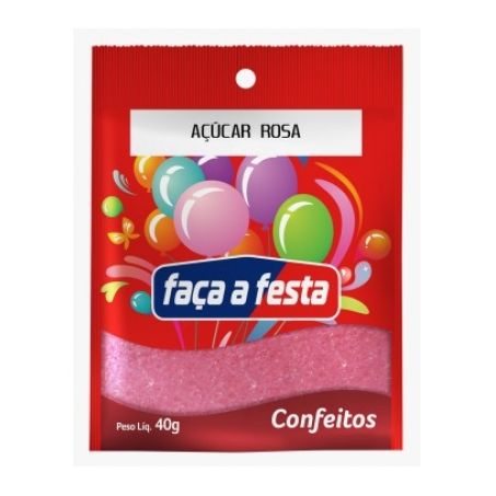 Açúcar colorido rosa faça festa 40g