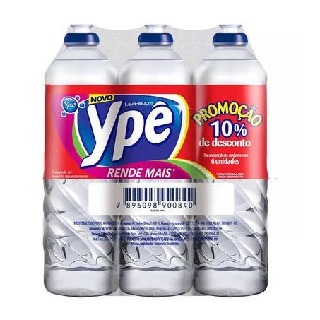 DETERGENTE YPE 500ML CLEAR C.6UN DESC.10%