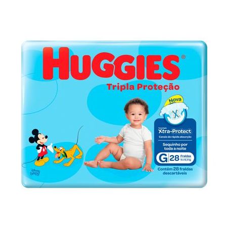 FRALDA HUGGIES TRIPLA PROTECAO G C/28