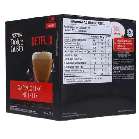 Cápsula Nescafé Dolce Gusto Cappuccino Netflix 10un 170g 
  360-5
