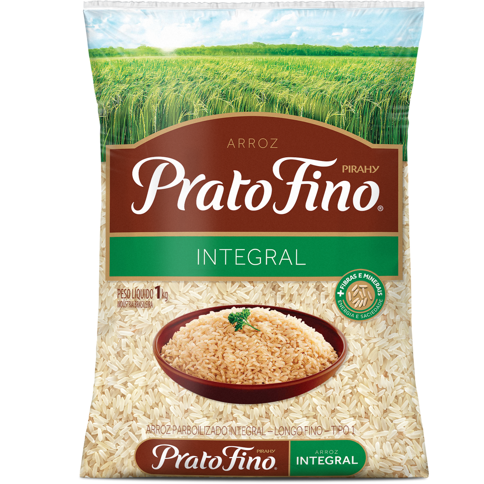Arroz Integral Prato Fino Pacote 1KG
