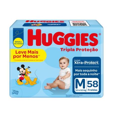 Fralda tripla mega huggies m c/58