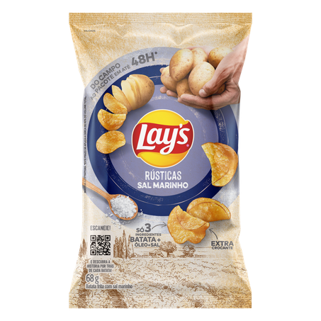 Batata rústicas lays sal marinho 68g