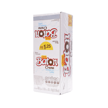 Choc baton garoto creme rech leite 30un 360-6