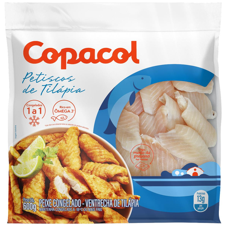 Petiscos de Tilápia Copacol 600g - Congelado - IQF