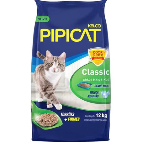 Areia Higiênica Pipicat Classic para Gatos 12Kg