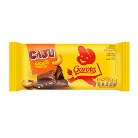 Chocolate Barra Garoto Cajú Ao Leite 90g 
 
