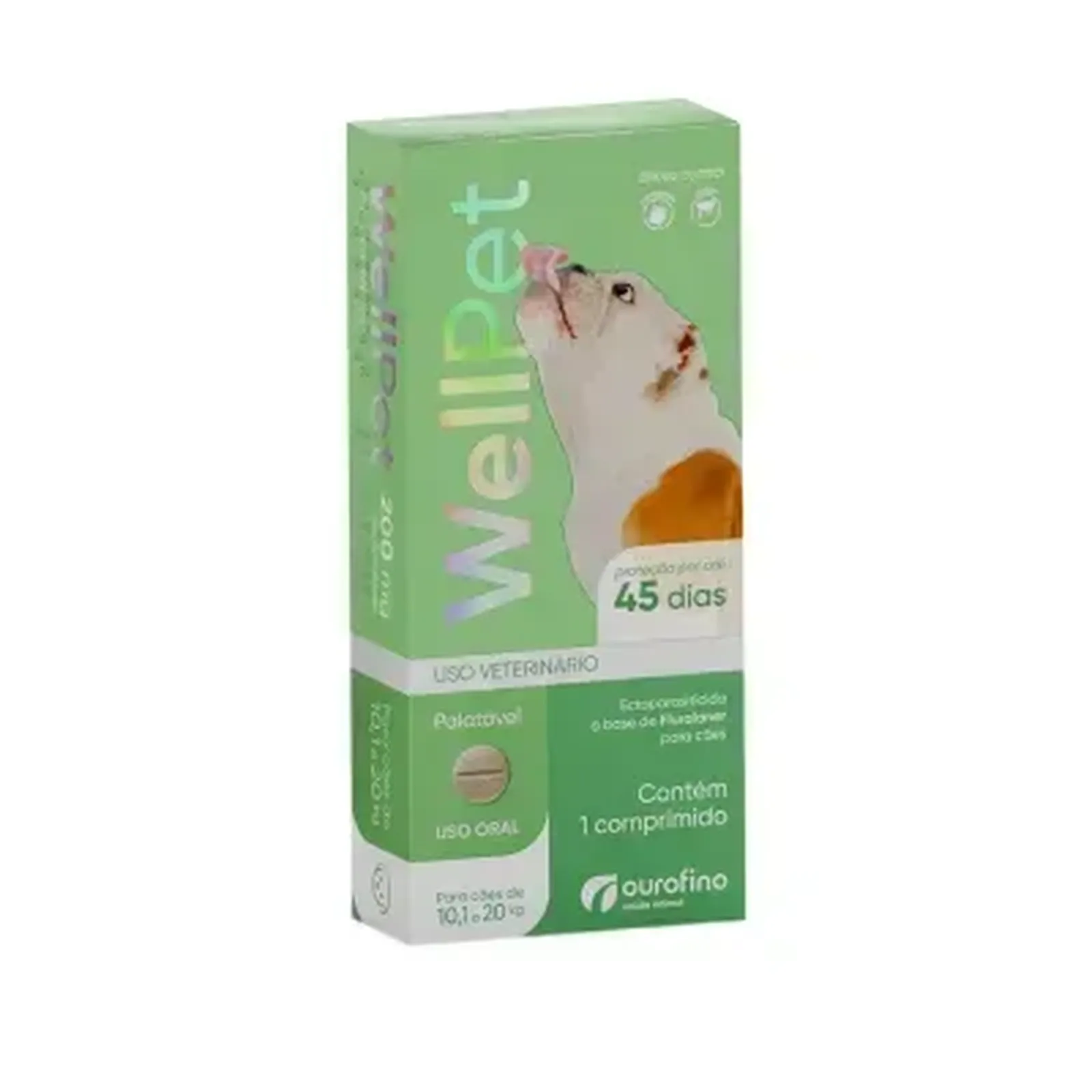 Antipulgas e Carrapatos Wellpet 200 mg para Cães 10,1 a 20 kg 1 comprimido
