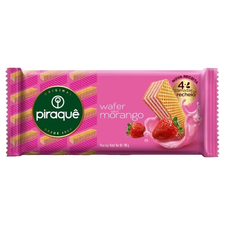 Biscoito Piraque Wafer Morango 100G