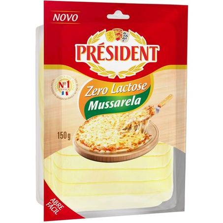 Queijo president mussarela zero lactose fatiada 130g
