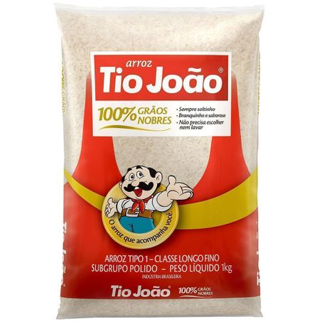 Arroz tio joão branco tipo 1 pacote 1kg