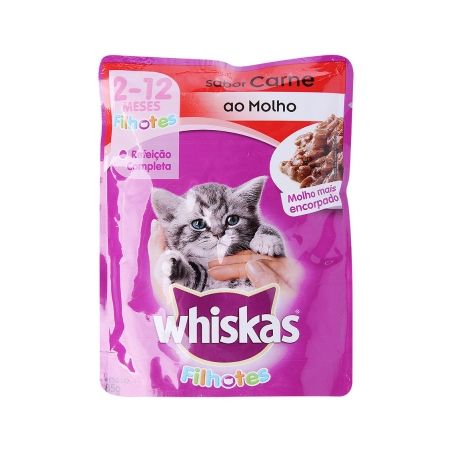 Alimento para Gatos Filhotes Whiskas Carne ao Molho Sachê 85gr