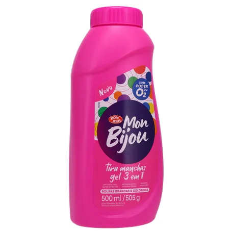 Tira Manchas Gel Mon Bijou 3 em 1 Roupas Brancas & Coloridas Frasco 500ml 360-34
