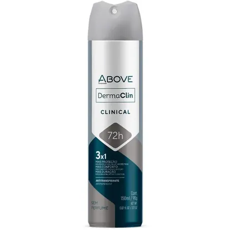 DESODORANTE ABOVE DERMA CLINICAL SEM PERFUME AEROSSOL 150ML