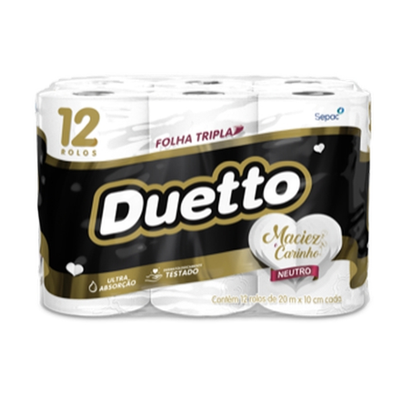 Papel Higiênico Duetto Folha 20M Tripla Com 12 Unidades 
