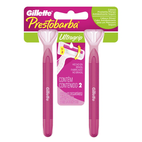 Aparelho barbear prestobarba ugrip feminino rosa ct 2un