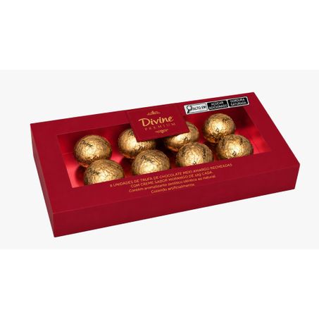 TRUFA DE CHOCOLATE DIVINE MEIO MARGO E MORANGO CAIXA 8X12G