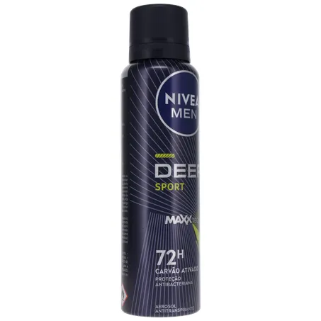 Antitranspirante Aerosol Nivea Men Deep Sport 72H Carvão Ativado Frasco Spray 150ml 360-32