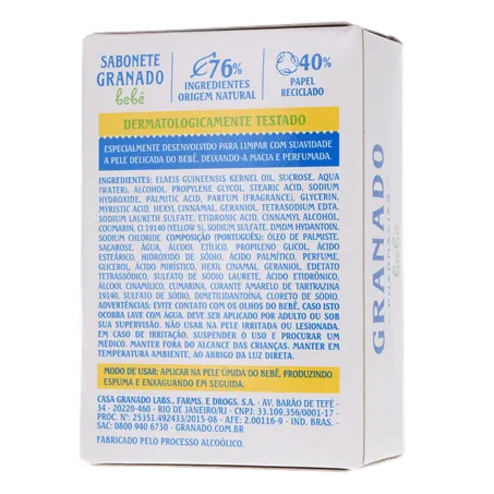 SABONETE GRANADO BEBÊ GLICERINA TRADICIONAL 90G 360-20