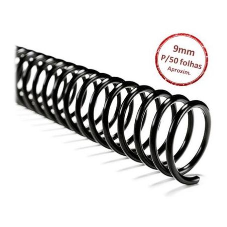 ESPIRAL 09MM P/50FLS PRETO C/12UN PLASPIRAL