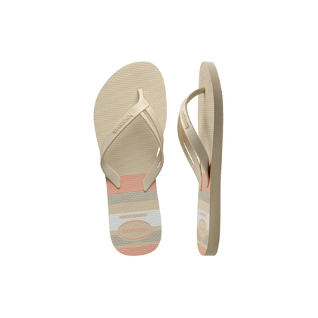 CHINELO HAVAIANAS ELEGANCE PRINT PALHA BEGE 37/8