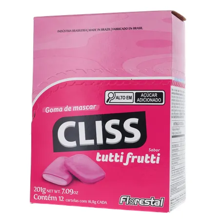 Goma de Mascar Cliss Tutti Frutti Caixa 201gr 360-20