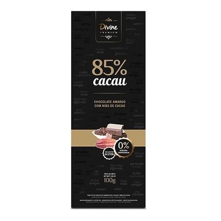 BARRA CHOC DIVINE 85CACAU E NIBS 100G