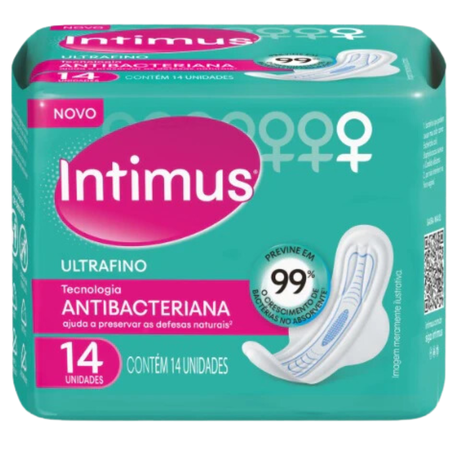 Absorvente intimus 14un ultra fino antibacteriana com abas