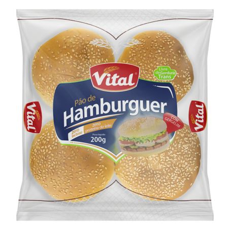 Pão para hambúrguer com gergelim zero lactose vital